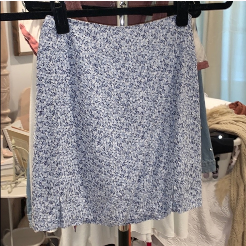 Brandy Melville Blue Floral Mini Skirt